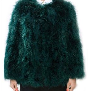Feather Fur Jacket in Forest Green